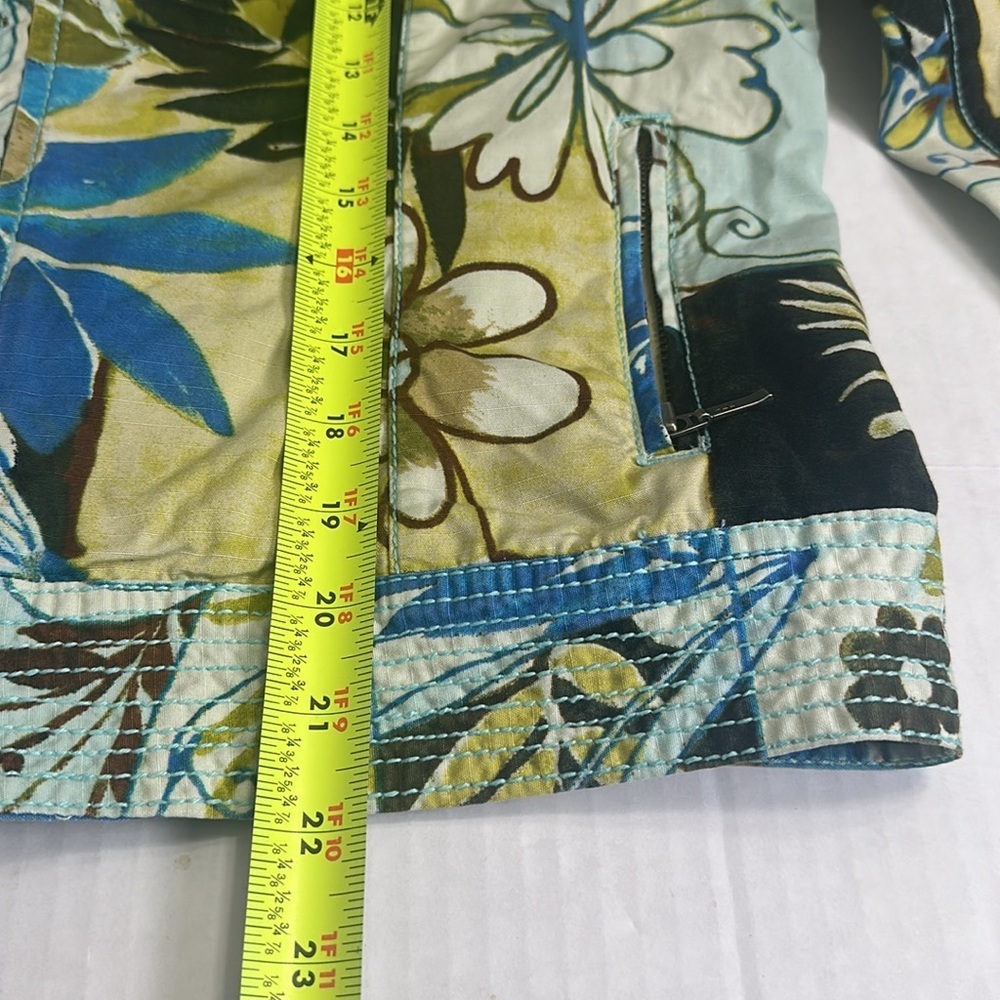 Chicos Womens Size 1 Medium 8 Mandarin Collar Full‎ Zip Floral Retro Jacket - Picture 11 of 12